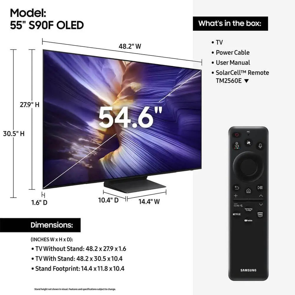 (Reurbished) 55-Inch Class QLED 4K QN90D Series Neo Quantum HDR+ Smart TV w/Dolby Aos, Object Tracking Sound+, Motion Xcelerator