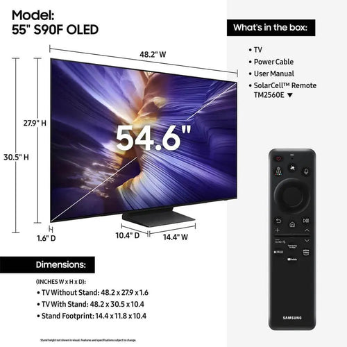 (Reurbished) 55-Inch Class QLED 4K QN90D Series Neo Quantum HDR+ Smart TV w/Dolby Aos, Object Tracking Sound+, Motion Xcelerator