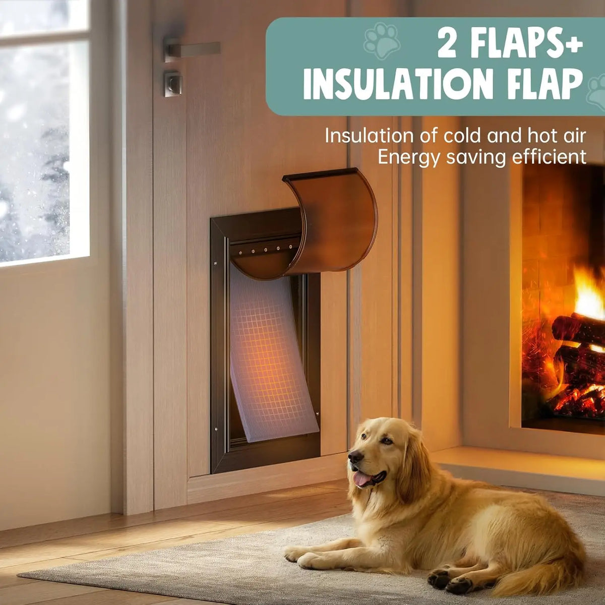 All Aluminum Large Dog Door with 3 Flaps, Heavy Duty Pet Door for Dogs Cats Up to 110lb, Insulated & Secure