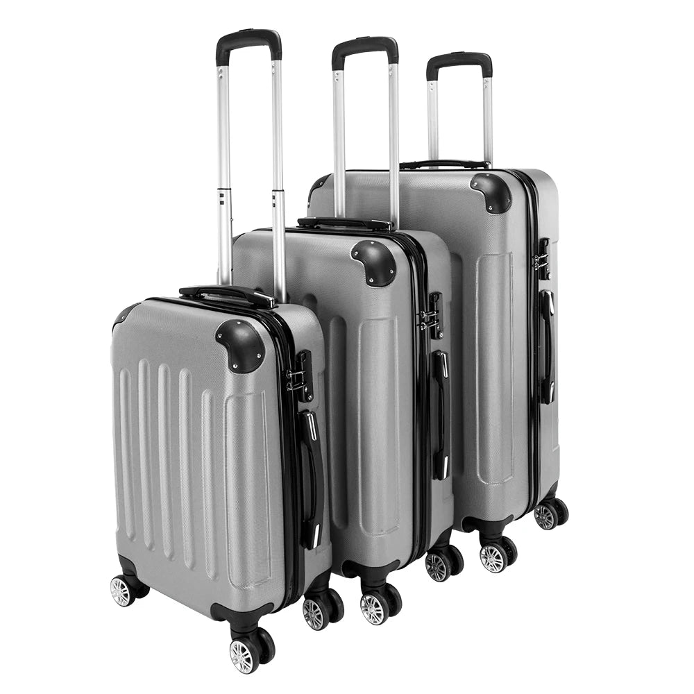 3-in-1 Portable ABS Trolley Case 20" / 24" / 28"  Pull rod suitcase Large capacity suitcase suitcase set carry on luggage Gray