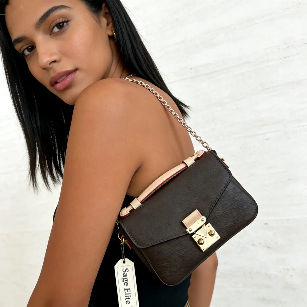 Women's Sage Elite Stylish Leather Crossbody Bag Mini Chic Chain Shoulder Bag Elegant for Daily Casual Party Fashion Purse