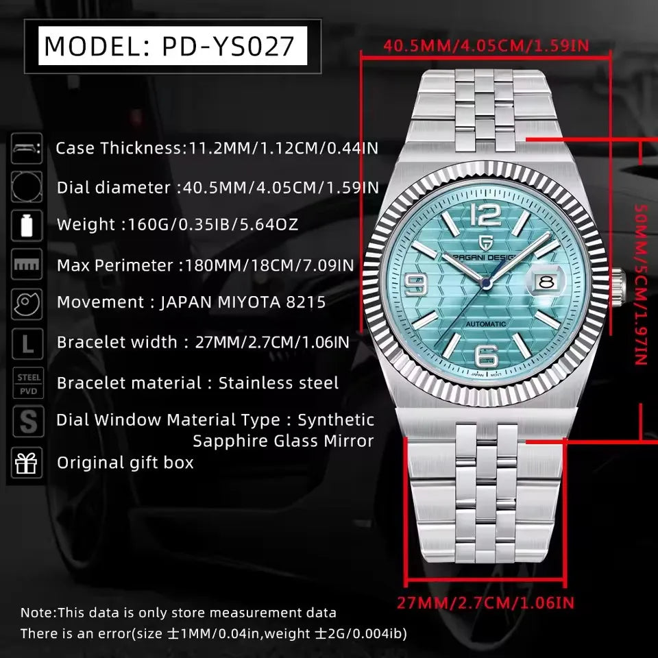 2026 PAGANI DESIGN New 3D Rhombus 40mm Dial Watch Luxury Mechanical Japan Movt Man watch Sapphire Waterproof All Steel Men watch