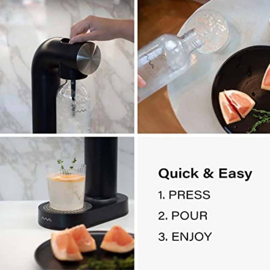 Machine - Sparkling Water Maker Soda Maker with Metal Accents - BPA Free 1L Bottle - Cordless and Stylish Euro