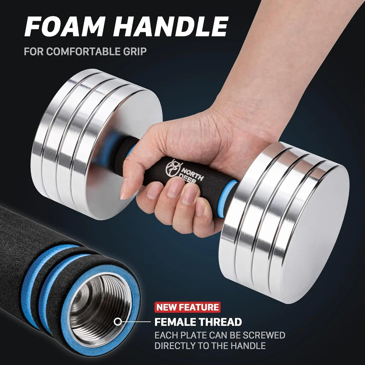 Upgraded Adjustable Steel Dumbbells 40LB / 60LB - 2 in 1 Dumbbell Barbell Set for Home Gym Workout