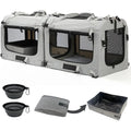 Extra Large Cat Carrier Sot Sided, Portable Small Dog Carrier or 2 Cats, 24"x16.5"x16" Car Travel olding Comortable Design with