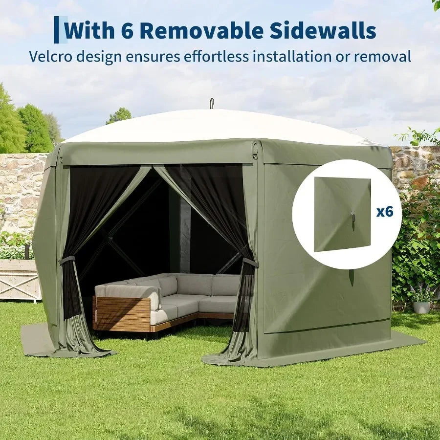 13FT Pop-Up Gazebo Tent with Mesh Netting and Removable Wind Cloths