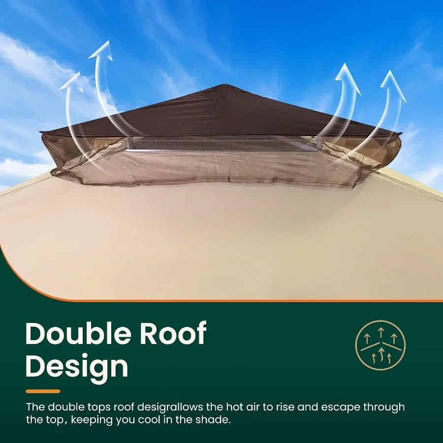 Pop Up Gazebo 11'x11' Canopy Tent, Outdoor Gazebo with Double Ventilated Roof, Waterproof UV Protection Pop Up Canopy with Mosq