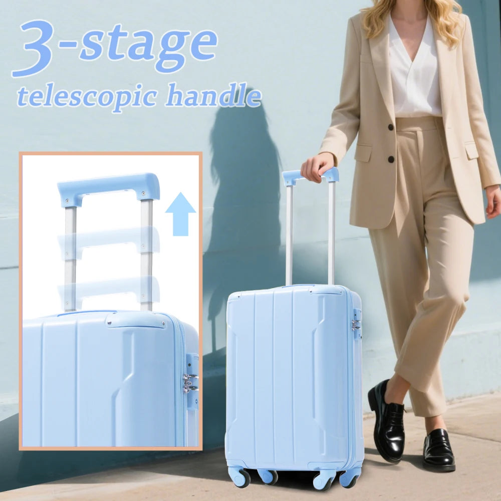 Hardshell Rolling Luggage, Lightweight Durable ABS Suitcase with 360° Spinner Wheel, TSA Lock,  Airline-Approved Travel Carry On
