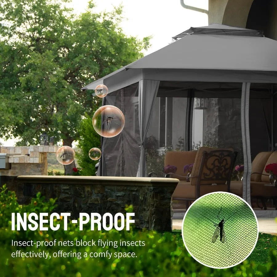 Pop Up Gazebo, Outdoor Canopy Tent, Grey