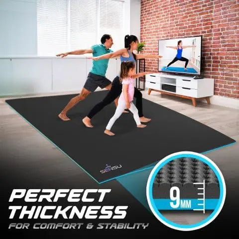 Extra Thick Non-Slip Yoga Mat 9mm for Hot Yoga Pilates Meditation Floor Workouts Large Exercise Mat Home Studio