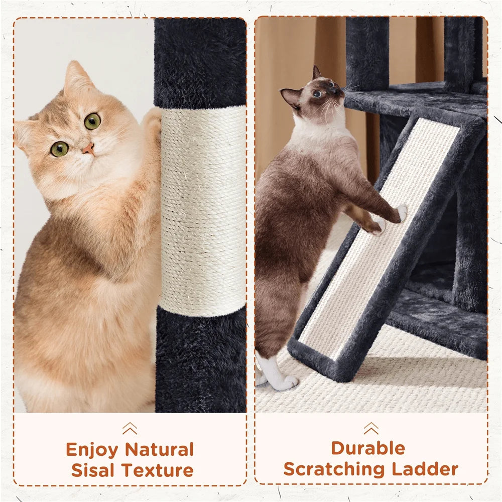 1PC 36inch Multilevel Cat Tree Cat Tower With Double Condos And ching Post