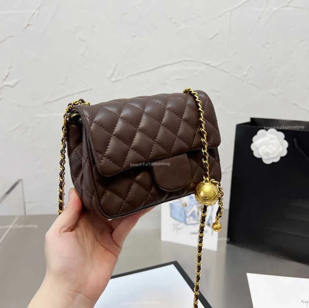 New 2025 Color Designer Shopping Crossbody Diamond Lattice Soft Shoulder Bag Gold Ball Woc Chain Flap Leather Cowhide Hasp Belts