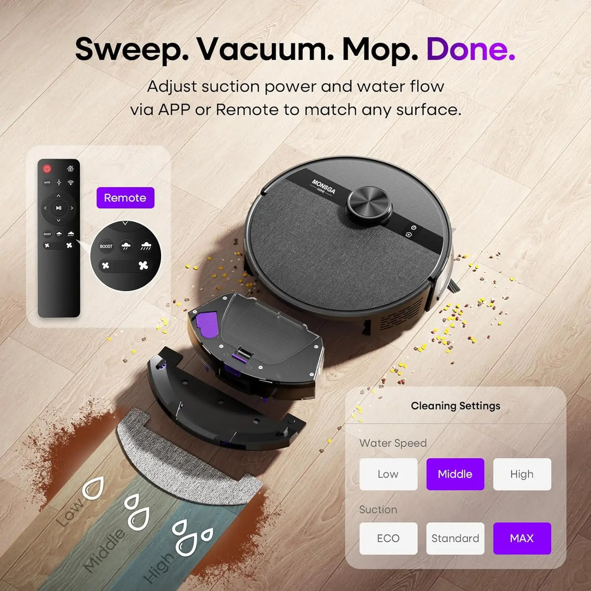 7000Pa Robot Vacuum Mop Combo with Lidar, 180min Runtime, Tangle-Free, 5 Maps, APP/Voice Control for Hard Floors & Carpets