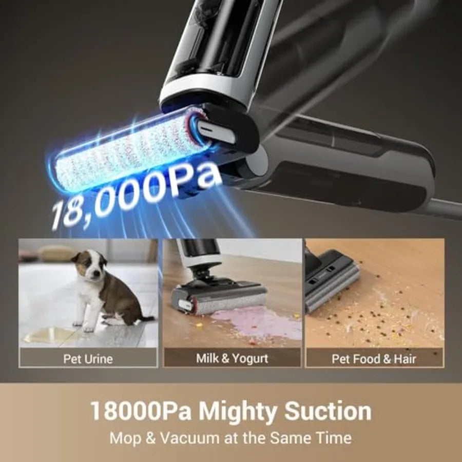 H14 Cordless Vacuum Mop 180 Lie-Flat Wet Dry Vacuum Cleaner with 140F Brush Washing and Fast Hot Air Drying in 5 Mins Smart Har