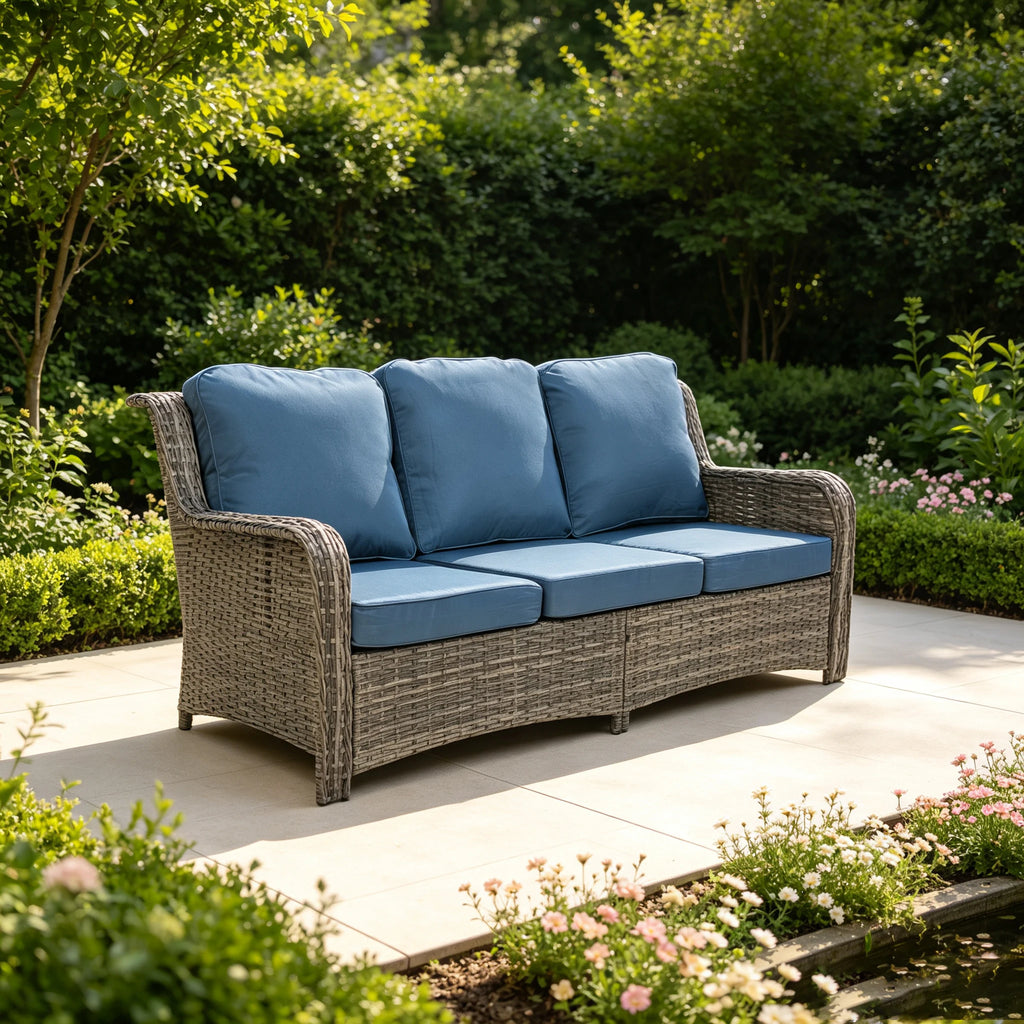 Three-Seater Outdoor Sofa Wicker Material Garden Furniture Comfortable Seating for Patio Or Balcony