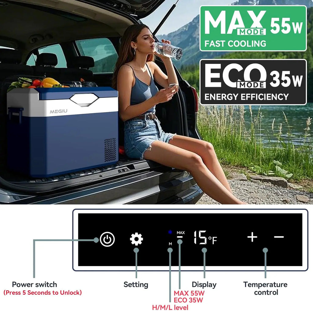 Car Refrigerator Portable 32 Quart 12V Fridge Freezer Compressor Cooler for Truck Van RV Camper SUV and Home Use, Fast Cooling &