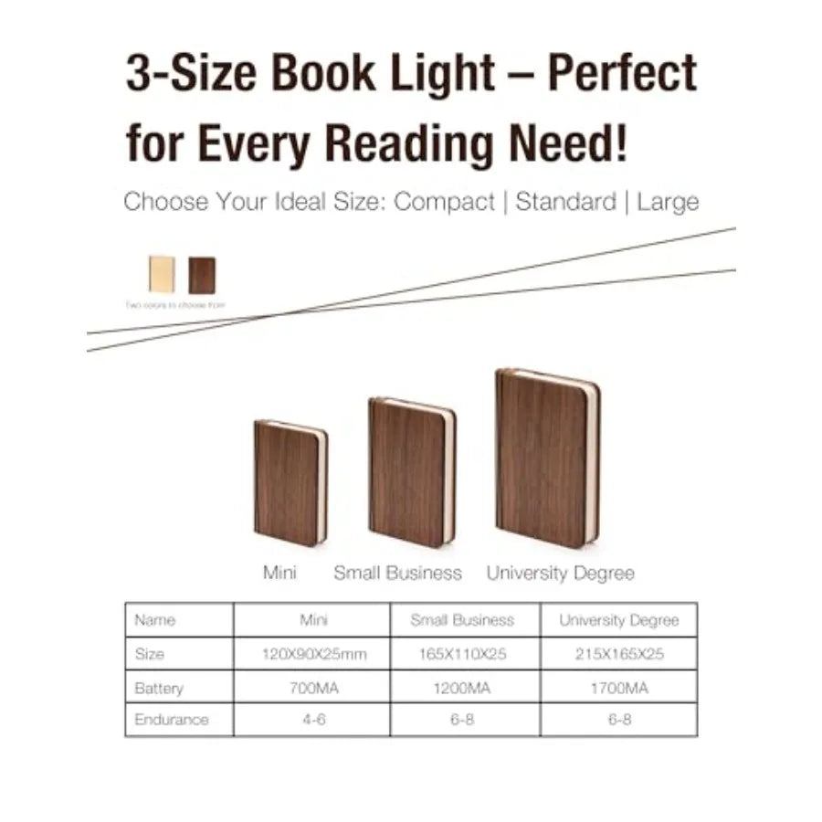 8.3 Inch Wooden Book Lamp Book Lovers Gifts Teacher Appreciation Gifts for Women LED Ambient Lighting Magnetic Mood Lighting fo