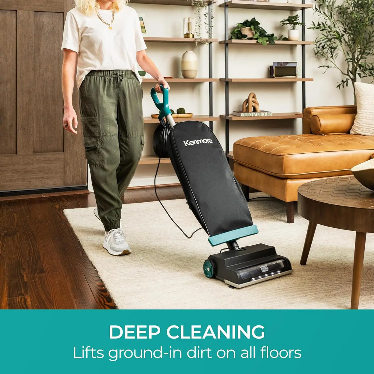 Lightweight Upright Vacuum Cleaner with LED Headlight, 14L Capacity, Powerful Suction for Pets and All Floors