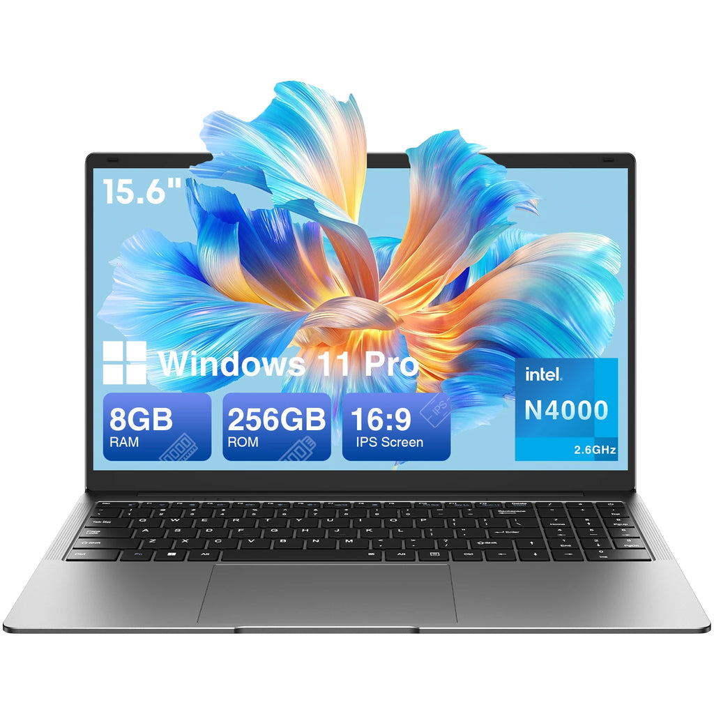 15.6 "Thin & Portable Laptop Computer Intel Celeron N4000 8GB RAM 256GB SSD FHD 1920x1080 16:9 Display For Work And Study