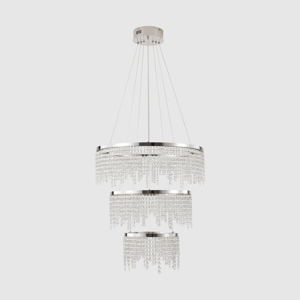 23.6-inch Crystal Chandelier, Dimmable Led Ceiling Lamp, Adjustable Color Temperature 3000K/4000K/6000K, Height Adjustable, Luxury Round Chandelier, Suitable for Living Room, Dining Room, Bedroom