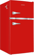 Mini Fridge with Freezer Bedroom, 2 Door Office Small Refrigerator, Door Handle, Bottle Opener,