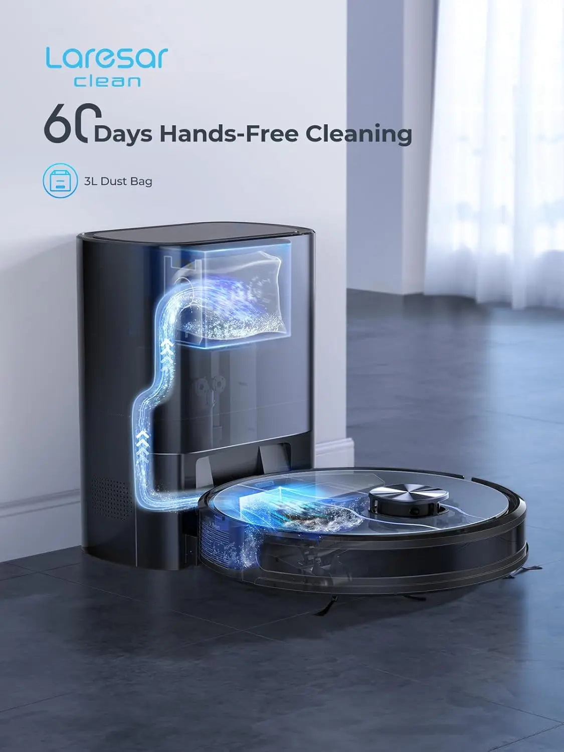 Smart Robot Vacuum and Mop with 5000Pa Suction, Self-Emptying, Lidar Navigation for Pet Hair on Hard Floors and Carpets