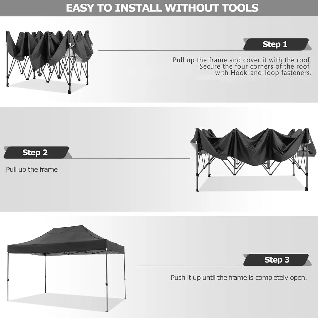 10x15 ft Pop Up Party Tent Heavy Duty Gazebo Canopy with 4 Removable Sidewalls | 10x15ft Waterproof Outdoor Wedding Tent, BBQ Pavilion & Event Shelter | Portable Backyard Sunshade Canopy Top