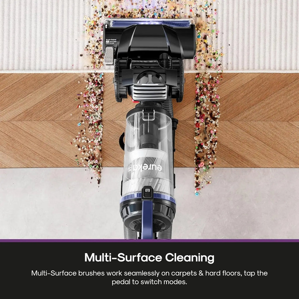 Powerful Upright Vacuum Cleaner for Carpets and Hard Floors, Dual Cyclone Suction, Swivel Steering, Anti-Tangle Brush