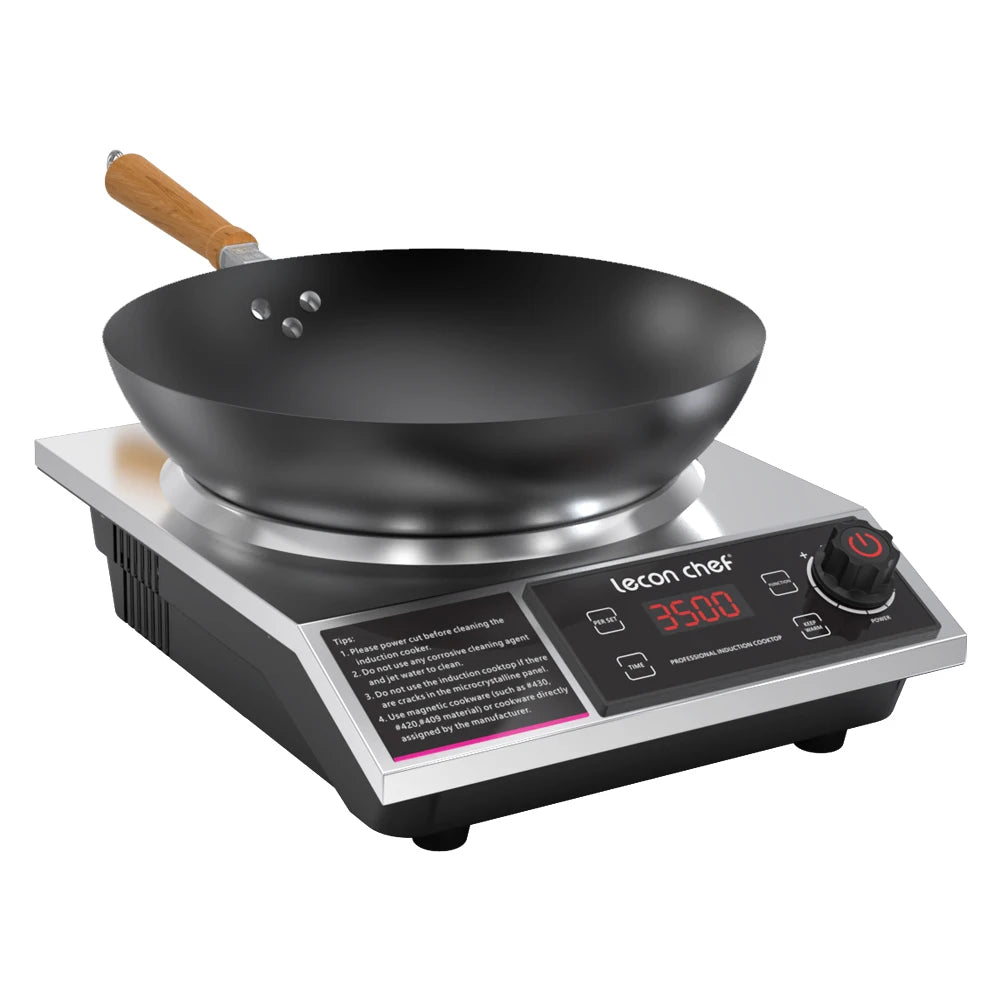 Lecon Chef Induction Cooker with Wok 1800W Electric Induction Burner with 11-Level, Timer and Preset, 14" Carbon Steel included