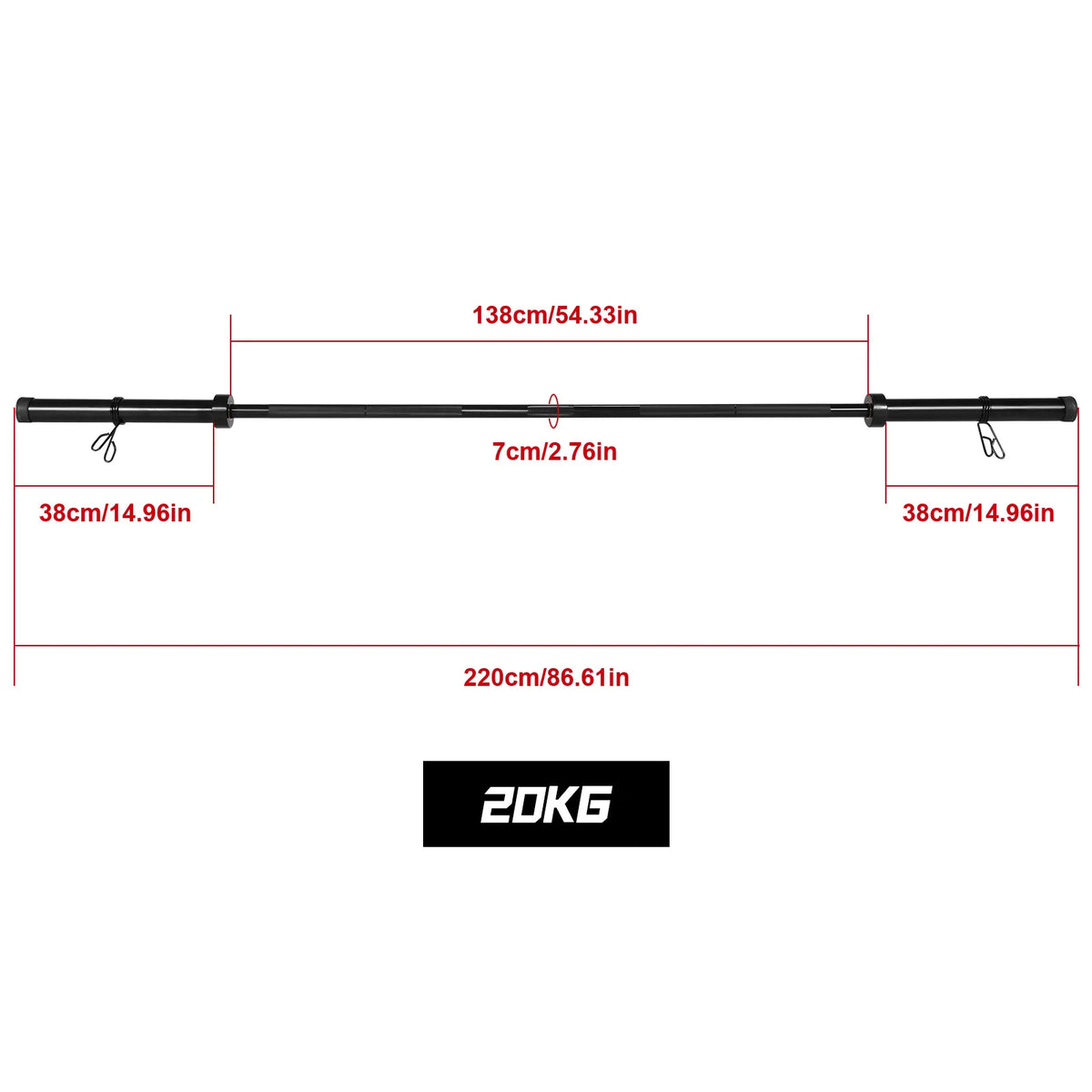 2.2m Weightlifting Barra Gym Barbell Weight Bar 1000LBS Weight Lifting Straight Barbells Bar Gym Equipment For Men and Women