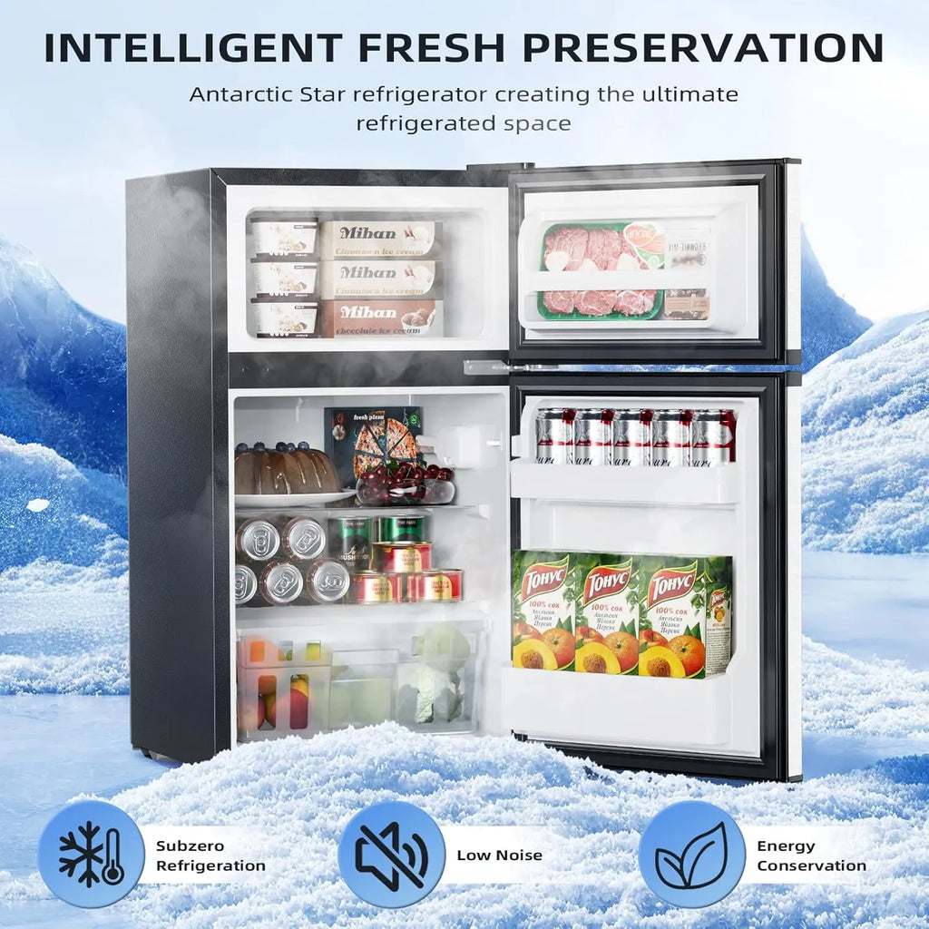 Star 3.2 Cu.Ft,Mini Refrigerator with Freezer,Double Door Mini Fridge,Compact Refrigerator,Adjustable Thermostat