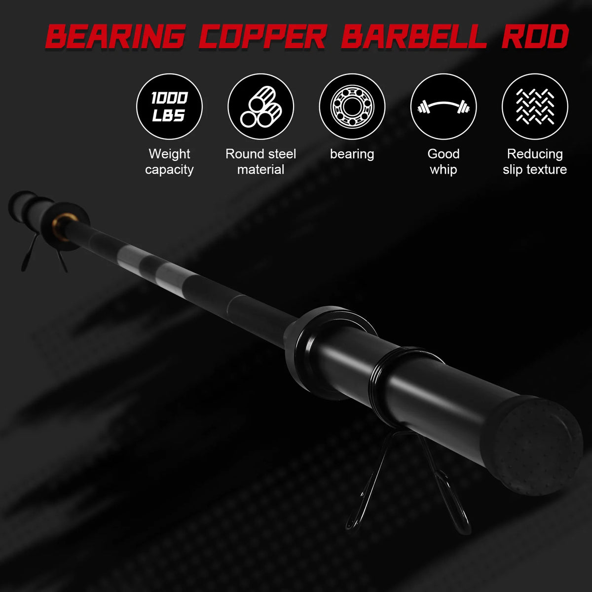 2.2m Weightlifting Barra Gym Barbell Weight Bar 1000LBS Weight Lifting Straight Barbells Bar Gym Equipment For Men and Women