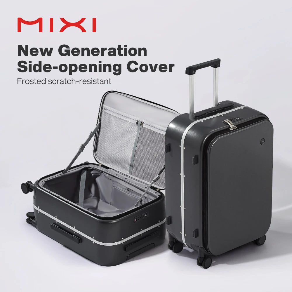 Mixi New PC Aluminum Frame Suitcase Front Opening Rolling Travel Luggage 20 Inch Carry-On 24 26 Inch M9291