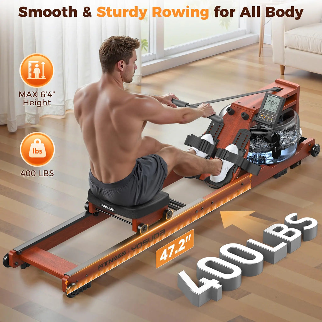 YOSUDA Water Rowing Machines for Home Use- Foldable Rower Machine 400LBS Weight Capacity with Dedicated Monitor & Bluetooth APP