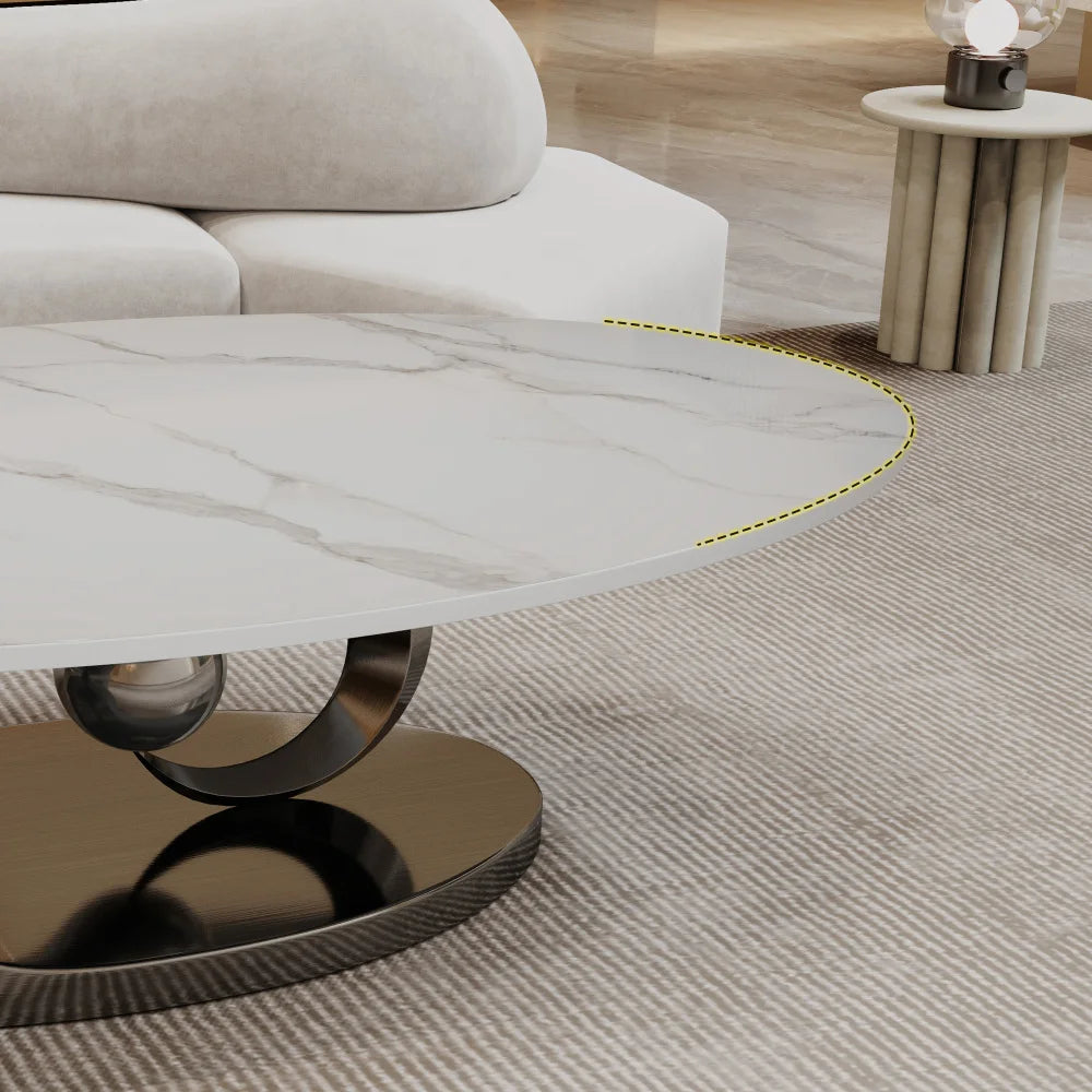 Italian Minimalist Sculptural Coffee Table, Stainless Steel Base Creative Living Room Center Tea Table, Custom Home Furniture
