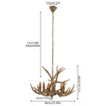 Rustic Antler Chandelier 6 Lights,Farmhouse Chandeliers with Resin 6Antlers and Retro Metal Wagon Wheel Chandelier Vintage Style