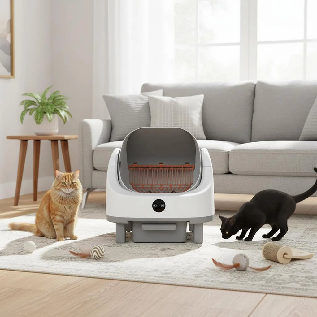 Open Top Self Cleaning Litter Box Automatic Smart Cat Toilet 9L Large Waste Bin APP Control Odorless Multi-Cat Sandbox