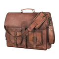 Leather Messenger Bag for Men and Women 18 inch Large Vintage Leather Briefcase Laptop Shoulder Bag Unisex Crossbody Messenger