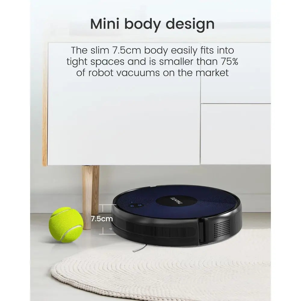 Smart Ultra-Thin Robot Vacuum and Mop with 100-Minute Run Time, App & Voice Control, Self-Charging, Ideal for Pet Hair on Hard F