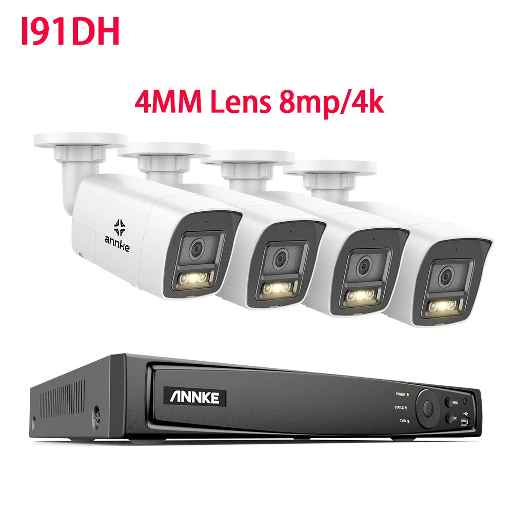 ANNKE 4K Ultra HD POE Video Surveillance System 8CH H.265+ NVR With 12MP Security Cameras CCTV Kit Audio Recording 8MP IP Camera