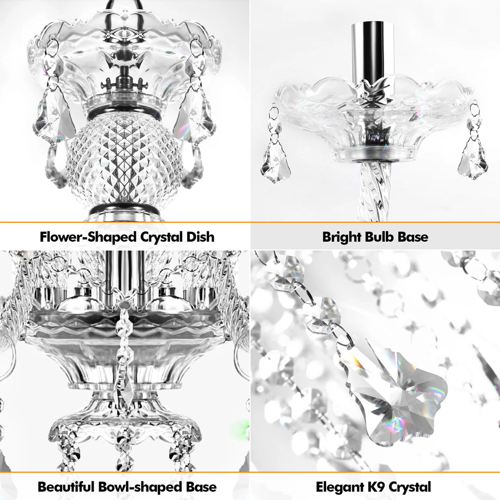 K9 Crystal Chandelier 10 Lights Ceiling Lamp with Adjustable Chain Modern Elegant Pendant Light For Living Room Bedroom Home ﻿