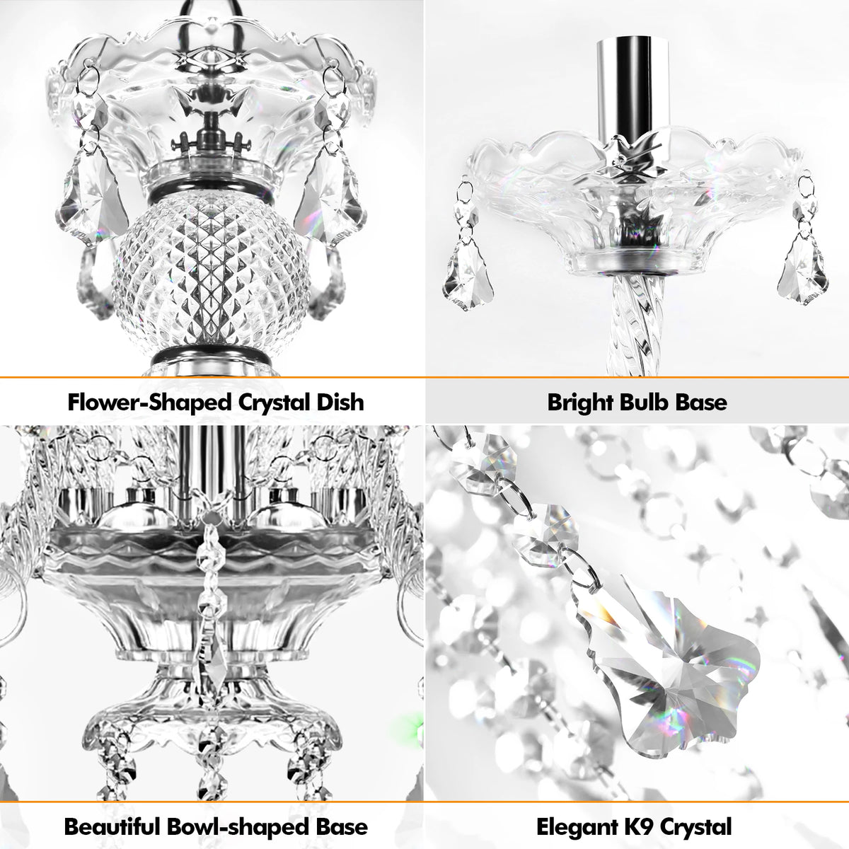 K9 Crystal Chandelier 10 Lights Ceiling Lamp with Adjustable Chain Modern Elegant Pendant Light For Living Room Bedroom Home ﻿