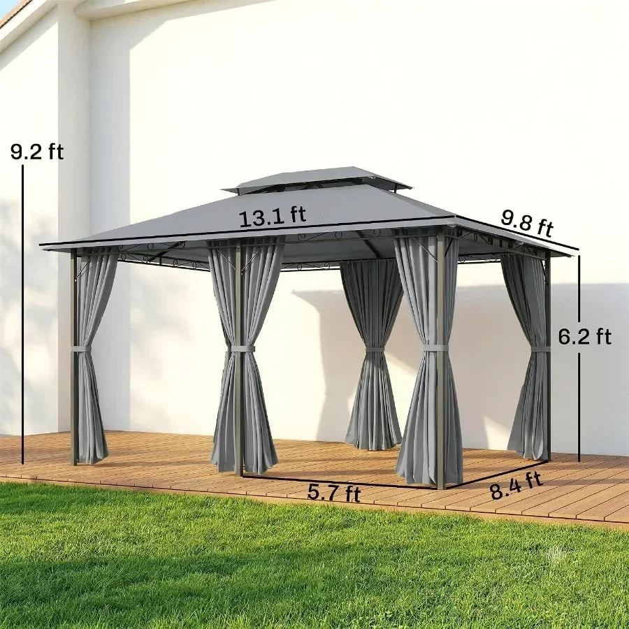 10'x13' Patio Gazebo with Curtains for Backyard Sage