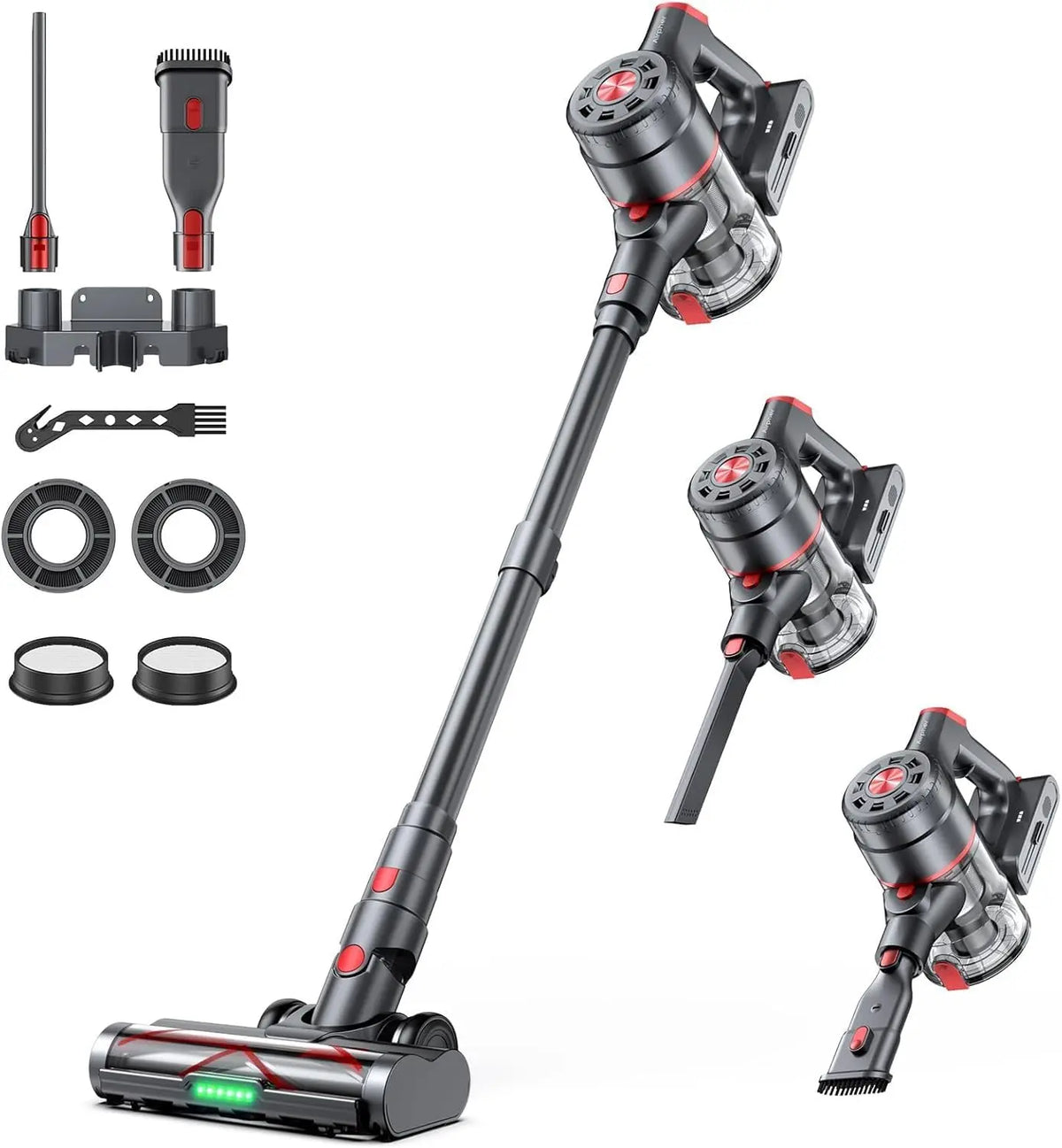 Powerful Cordless Vacuum Cleaner with 60KPA Suction, 60 Min Runtime, HEPA Filter for Pet Hair & All Floors