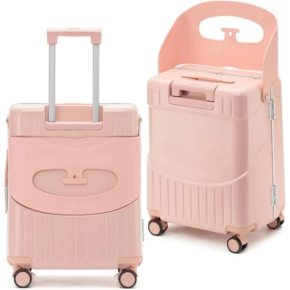 20 Inch Carry-On Luggage with Built-In Seat for Kids & Adults, TSA-Approved Spinner Suitcase for Air Travel