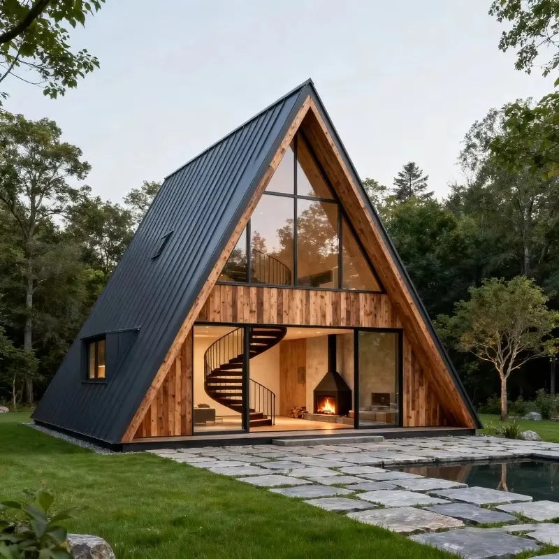 Customized Portable Triangle A Frame Cabin House Modular Tiny Home Wooden Luxury Outdoor Living Manufacturer Direct Sales