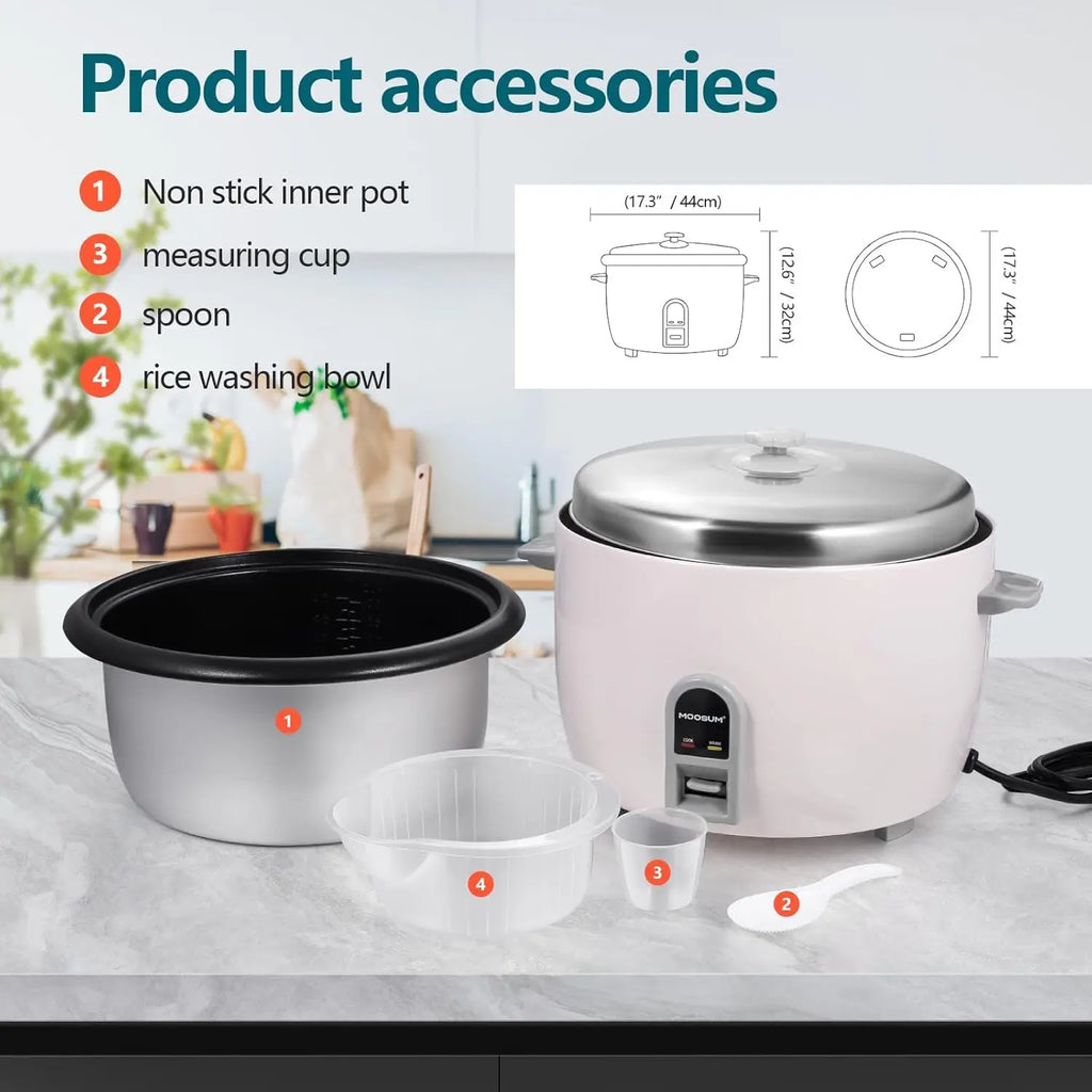 Large Capacity 30-Cup Rice Cooker with One-Touch Operation, Keep Warm, and Easy Cleaning