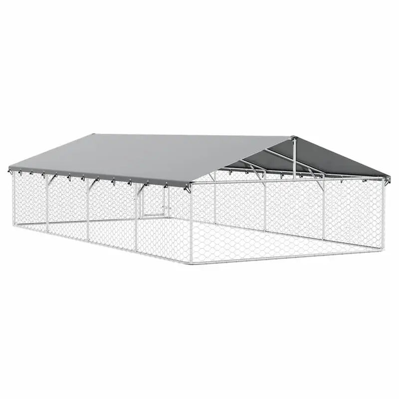 Dog Kennel Silver Galvanized Steel Large Dog Kennel Rectangular