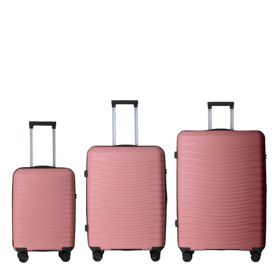3-Piece Luggage Sets 20, 24, 28 for Travel, ABS Hardside Suitcase with Four Spinner Wheels, Scratch-Resistant Surface, Pink