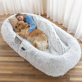Human Dog Bed - 71"x45"x12" its You & Pets, Washable aux ur, Orthopedic, Plump Pillow, Blanket, Strap - Grey